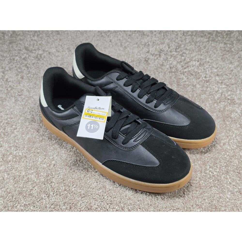 Goodfellow & Co Mens Finlay Sneakers Black Gum Sole Low Top Shoes 11.5 NEW